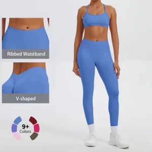 Hot Selling Women’s V Shaped Scrunch Nylon Seamless Breathable Lightweight Yoga Fitness Solid High Waist Leggings Pants