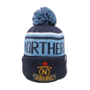 Hot Winter Warm Custom Acrylic Knitted Jacquard Embroidery Patch logo Toques Pom Pom Knit Bobble Beanie Hat for Men Women
