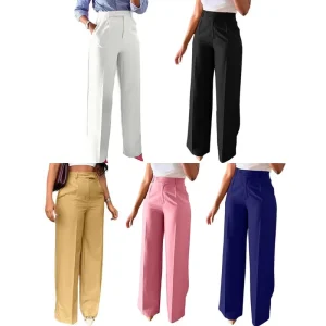 I 0532 Slim Straight Pants Women Trousers New Style High Waist Loose Summer Casual Women Wide Leg Baggy Pants