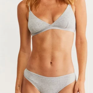 INTIFLOWER 8290509 OEM Women’s Wireless Comfort V-Neck Bralette Set Melange Ribbed Lingerie Underwear