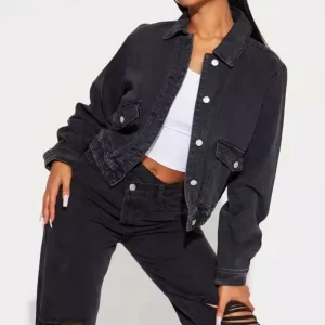 In Stock Elastic-Waisted Denim Lady Women’s T-shirt
