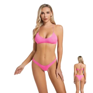 In Stock Tan Through Bikini Pink Two Piece Women’s Sexy Swimwear Summer Say Goodbye Tan Line
