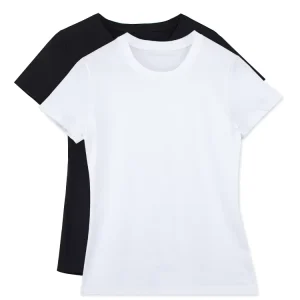 In Stock Women O neck Cotton White Blank t Shirt