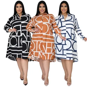 Irregular Print Plus Size Women Clothing T Shirt Dress Women Casual Loose Dresses