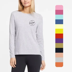JL1014D Women’s Casual Loose Long-Sleeved Top Pure Color Round Neck T-Shirt Ladies