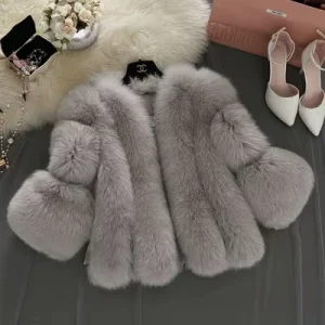Jacket Coats Clothes Women Faux Fur Coat Fake Fur Fashion Korean Casual Winter Solid Color Long Trench T T