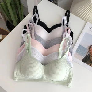 Japanese Style Women’s Bra No Steel Rings 3/4 Cup Back Closure Thin Breathable Underwear for Senior High School Students Small