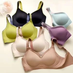 Jelly Strip Seamless Bras with Detachable Breast Wire-Free Convertible Brassiere Women’s Sexy U Shaped Laser Cut Bra