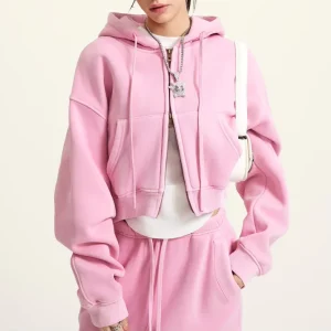 Jogger Jumpers Gym Custom Workout Cotton Polyester Short Plus Size 2 Piece Women Set Crop Top Oversize Hoodie Sweatshirt