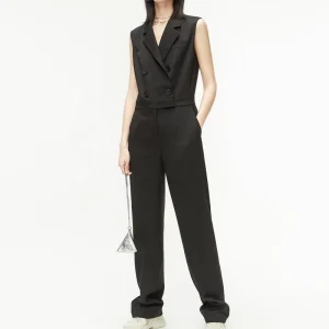 Jumpsuits Elegant Double Breasted Sleeveless Lady Jumpsuit for Summer