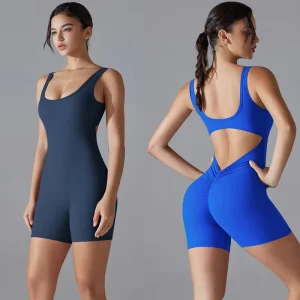 Jumpsuits for Women Backless One Piece Jumpsuits Scoop Neck Bodycon Romper Seamless Workout Yoga Women’s Jumpsuits Playsuits