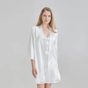 Jxwatcher Luxury 19mm Real Silk Loungewear Skirt Robe Set Custom Pajamas Summer Smooth 100% Silk Women’s Sleepwear Set