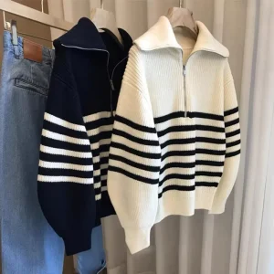 KinLing Women’s Loose Top Neck Sweater New Autumn Winter Knitwear Outerwear Cardigan Casual Style Solid Pattern Thin Weave