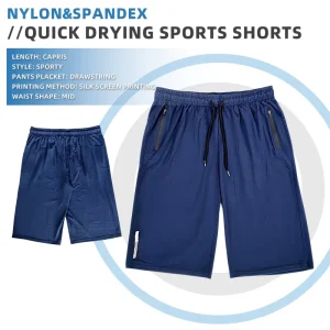 Knee Length Athletic Shorts For Men Quick Dry Breathable Nylon Anti Wrinkle Casual Sports Shorts For Gym Summer Outdoors