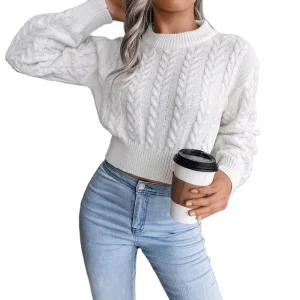 Knitted Sweater Womens Winter Warm Long Sleeve Jumper Top Ladies Fashion O-Neck Knitted Pullover Sweatshirt for Women