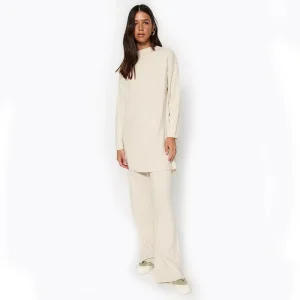 Knitter Pullover Women’s Regular Sleeved Sweater Two piece Set With Large Flash Pants Women’s Knitter Sweater
