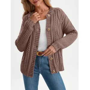 Knitwear Manufacturer Cotton Long Sleeved Women’s Sweater Round Neck Women’s Knitted Cardigan Loose Knit Sweater