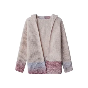 Knitwear Manufacturer Women Cardigan Sweater Lady Gradient Sequin Knitted Sweater Jacket Hooded Cardigan Women Sweater