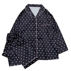 Korean Casual Comfortable Loungewear Two piece Ins love Full Print Cardigan Women’s Ice Silk Pajamas Can Go Out