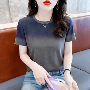 Korean Station Shoulder Women’s T-Shirt Loose Simple Generous Short Sleeved Top Women’s Clothing