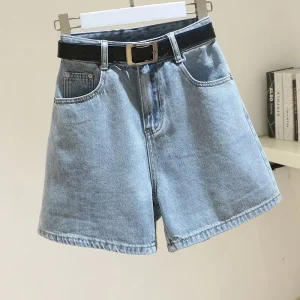 Korean Style Women’s High Waisted A Line Denim Shorts Summer Slimming Look Loose Simple Wide Leg Hot Pants