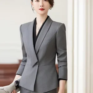 Korean Version of Women’s Long Sleeved Professional Suit Formal Pants Interview Sales Work Clothes