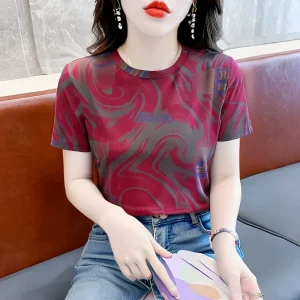 Korean station women’s T shirt loose Korean version short sleeved women’s versatile round neck versatile women’s top