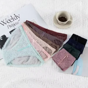 Lace Underwear Women’s Sexy Alluring French-style Hollow-out Erotic Semi-transparent Breathable Low-rise Thong ODM Cross-border
