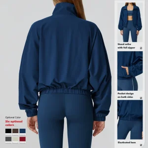 Ladies Active Wear With Zip Sports Running Yoga Top Loose Fit Jackets for Women Gym Fitness