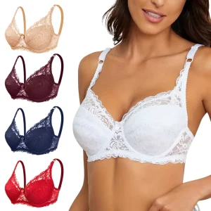 Ladies Big Cup Size Sexy Thin Cup Bra Underwire Push up Bra Lace Lingerie Women’s Underwear