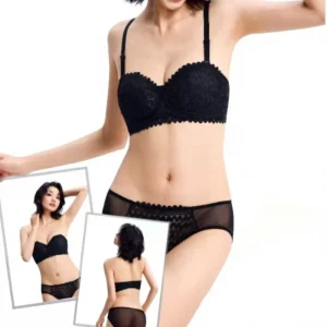 Ladies Bra Lace Underwear Large Chest Sexy Push up Wire Free Adjusted straps Woven Non slip Embroidery Comfort Lingerie