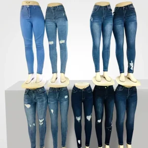 Ladies Breathable Skinny Jeans High Waist Hip Slim Stretch 100% Cotton Ankle Length Pencil Pants