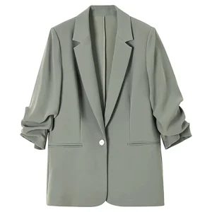 Ladies Elegant Solid Color Business Suit for Women with Embroidery Feathers Fur Woven Fabric