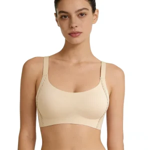 Ladies Fashion Bra Gathered Underwear with Adjustable Back Button and Soft Latex Underwear at Home Without Rims
