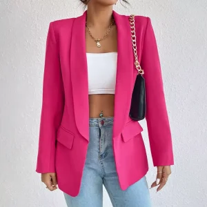 Ladies Fashion Elegant Office Suit Jacket Blazer Solid Color Single Button Women’s Candy Colored Jacket