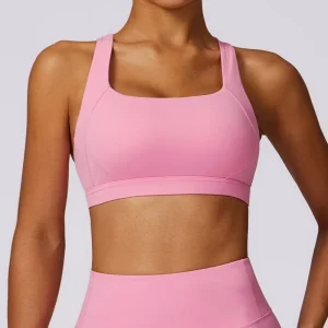 Ladies High Support Wireless Sports Bra Cross Back Fitness Running Yoga Strappy Breathable Simple Print Plus Size