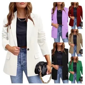 Ladies Jackets and Coats Blazer Solid Color Fashion Blazer Long Sleeve Coat Office Wear