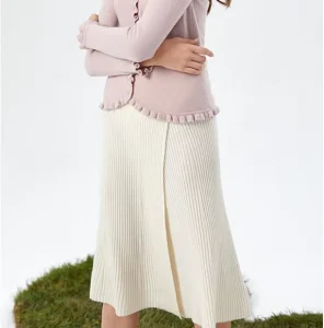 Ladies’ Knitwear Pleated Long Women’s Cashmere Knitted Skirts