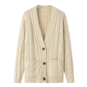 Ladies Loose Knit Cardigan V Neck Women’s Sweaters Cashmere Sweater Cardigan