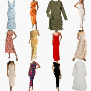 Ladies Maxi Mix Dresses Digital Printing Eco-Friendly Floral Print Casual Style Apparel Stock