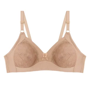 Ladies Plus Size Bra Basic Thin Breathable Comfortable Wireless Soft Lace C Cup Women’s Bras