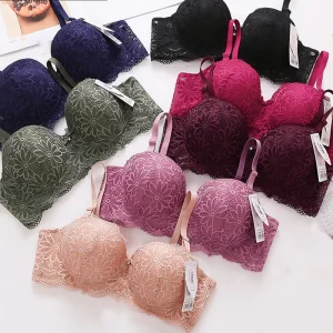 Ladies Seamless Push up Bra Gather Anti external Expanded Size Underwear Bra V neck Plain Underwire Lace Bra