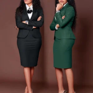 Ladies Suits Office Wear Long Sleeve Suit and Slit Slim Skirt Set Two Piece Business Suits for Women