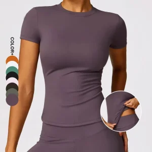 Ladies Tee Shirts All Color’s Available Half Sleeves O Neck Quick Dry Custom Made Girls Nylon Spandex Fitness T-Shirts Women