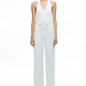 Ladies White Suits Female Elegant High Waist Suits Casual Pant Suits