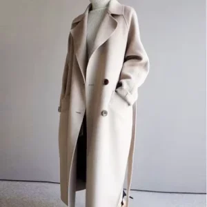 Ladies Women Lady Jacket Solid Color Korean Style Blazer Long Tweed Wool Coat High Down Filled Warm Winter Coat