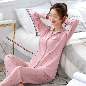 Lady Cartoon Long Sleeve Pants Women Pajamas Sets Pajamas Casual Solid Large Size Sleepwear Women’s Home Clothes