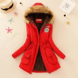 Lady Fur Collar Long Hoodies Warm Jackets Plus Size Winter Coat Women Parka Jackets