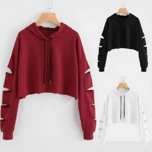 Lady Hoodies for Women Crop Top 100% Cotton Sweatshirts With Custom