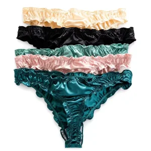 Lady Sexy Solid Low Rise Breathable Quick Dry Silky Satin Stretch Polyamide Elastane Panties Underwear